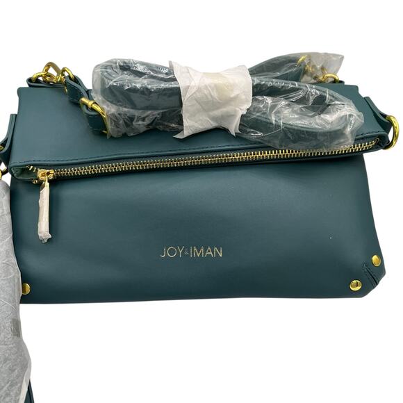 Joy & Iman New Without Tags Aqua 
Leather Foldover Hobo Crossbody Shoulder Bag - Picture 1 of 4